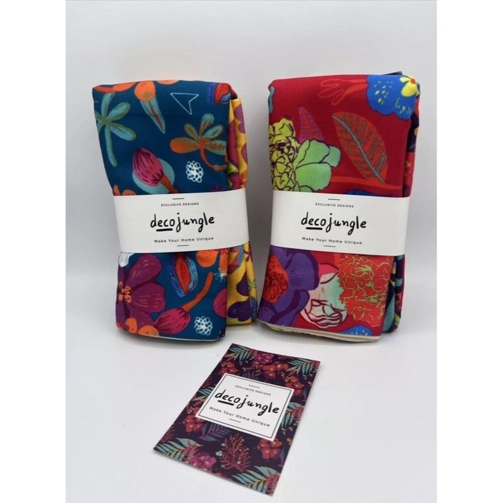 Pillow Cushion Covers Set DecoJungle Bright Floral Tropical Throw  18" x 18" NWT